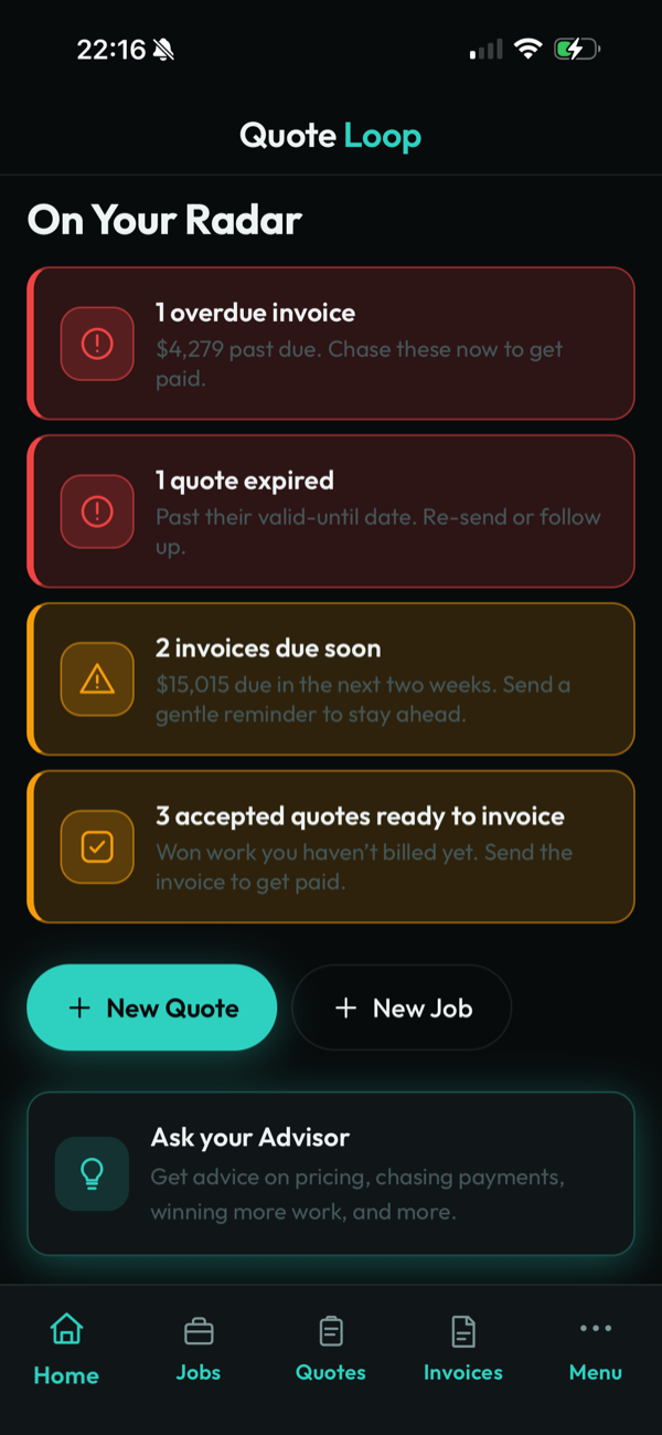 On Your Radar alerts on the dashboard